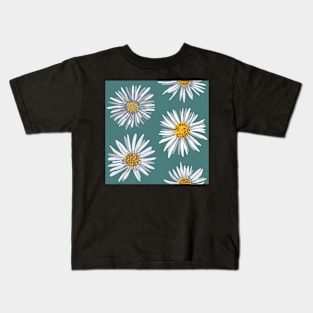 White asters on green, dense Kids T-Shirt